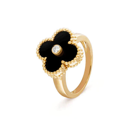 [Solara Jewelry]CLOVER ONYX RING GOLD DIAMOND