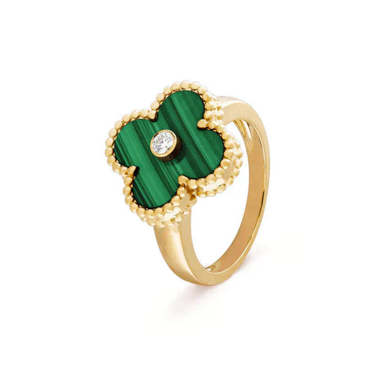 [Solara Jewelry]CLOVER MALACHITE RING GOLD DIAMOND