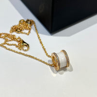 [Solara Jewelry]HALSKETTE ZERO 1 AUS WEISSER KERAMIK UND DIAMANT IN ROSÉGOLD